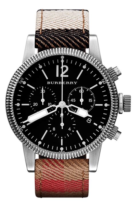 burberry mens chronograph check strap watch|burberry watch outlet.